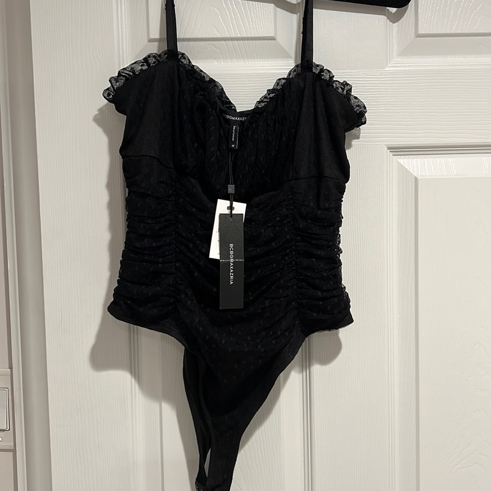 Black lace BCBGMaxazria bodysuit